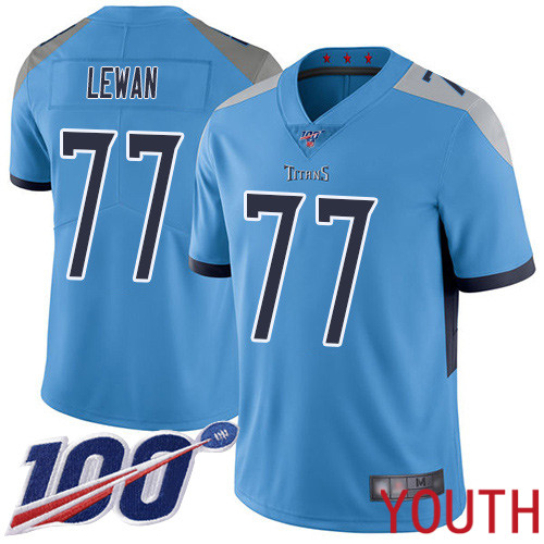 Tennessee Titans Limited Light Blue Youth Taylor Lewan Alternate Jersey NFL Football #77 100th Season Vapor Untouchable